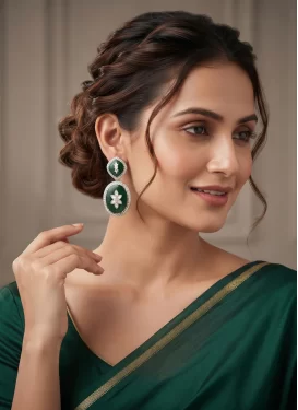 Alloy Green Earrings For Party