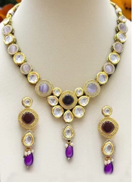 Alloy Purple and White Necklace Set