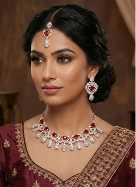 Alloy Red and White Necklace Set