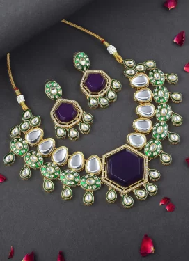 Alloy Stone Work Multi Colour Necklace Set