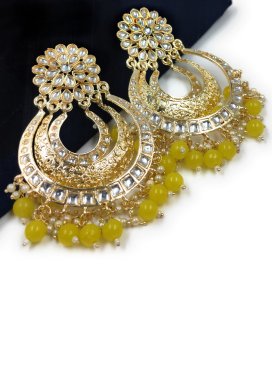 Alluring Alloy Gold and Off White Earrings For Party