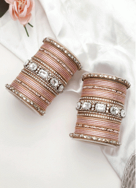 Alluring Gold and Pink Stone Work Bangles
