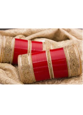 Alluring Gold and Red Gold Rodium Polish Bangles For Bridal