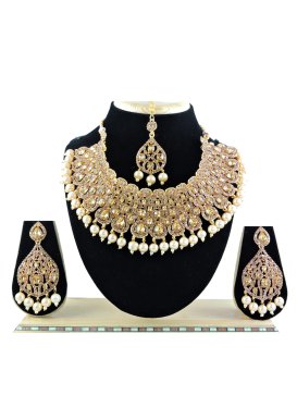 Alluring Gold Rodium Polish Beads Work Necklace Set