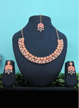 Alluring Stone Work Alloy Necklace Set For Festival