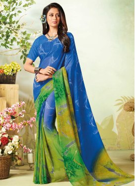 Aloe Veera Green and Blue Contemporary Saree For Casual