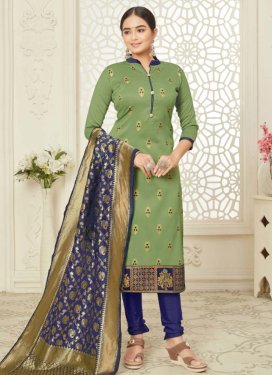 Aloe Veera Green and Navy Blue  Trendy Straight Suit For Casual