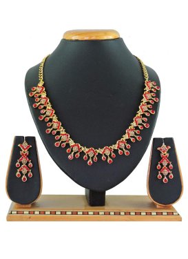 Amazing Alloy Gold and Red Necklace Set
