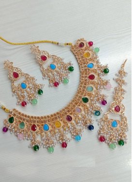 Amazing Beads Work Gold Rodium Polish Necklace Set
