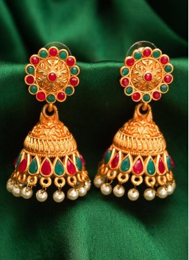 Amazing Gold Rodium Polish Alloy Beads Work Earrings