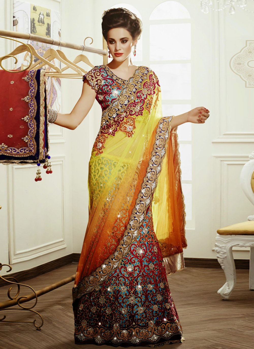 Off White Thread Work Lehenga Choli Chunri Wedding Wear Lengha Indian  Lahanga | eBay
