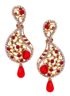 Amazing Red and White Brass Earrings