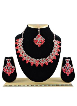 Amazing Red and White Gold Rodium Polish Necklace Set