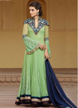 Amusing Mint Green Net Booti Work Floor Length Anarkali Salwar Suit
