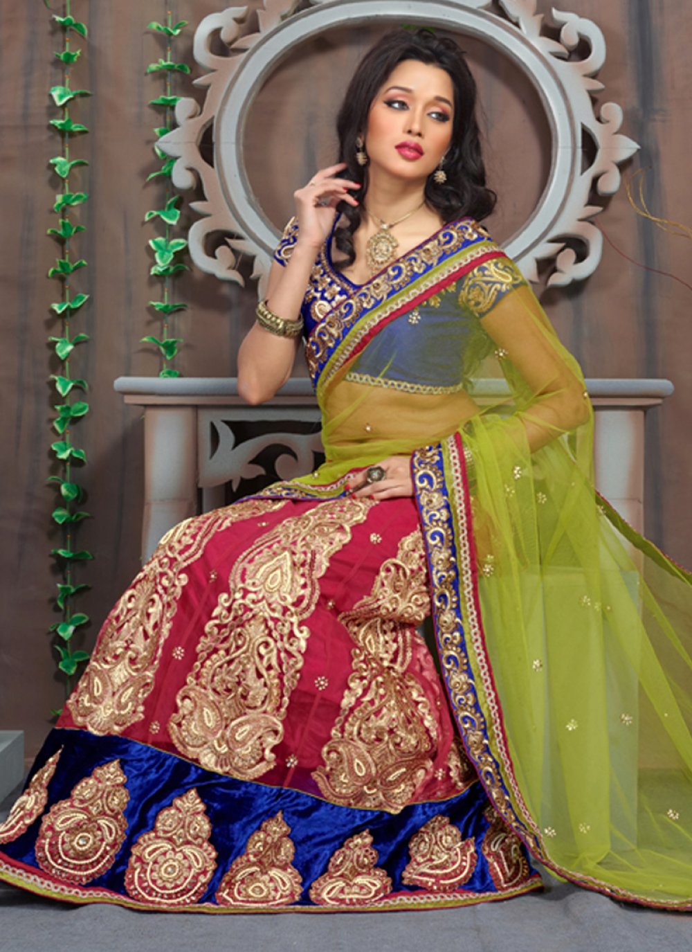 Blue Patch Border And Embroidered Work Lehenga Style Saree – Mindhal