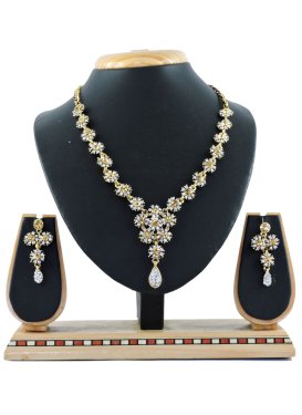 Arresting Alloy Gold and White Stone Work Necklace Set