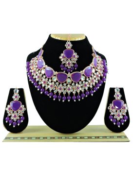 Arresting Purple and White Alloy Necklace Set