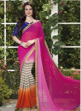 Arresting Resham And Lace Work Printed Casual Saree