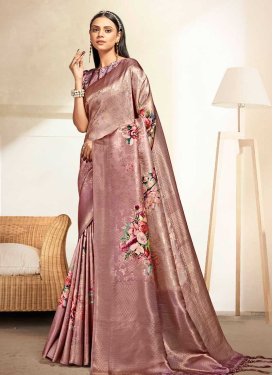 Art Silk Beige and Pink Trendy Classic Saree
