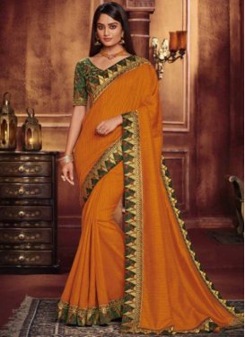 Art Silk Classic Designer Saree in Orange