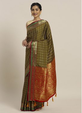 Art Silk Designer Contemporary Style Saree For Ceremonial
