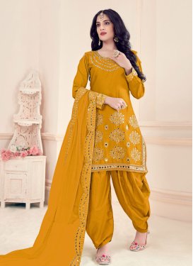 Art Silk Designer Semi Patiala Salwar Suit