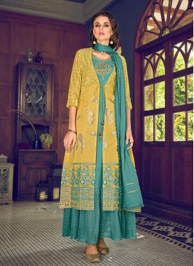 Art Silk Jacket Style Salwar Kameez