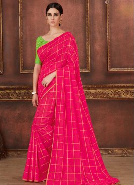 Art Silk Mint Green and Rose Pink Trendy Classic Saree For Casual