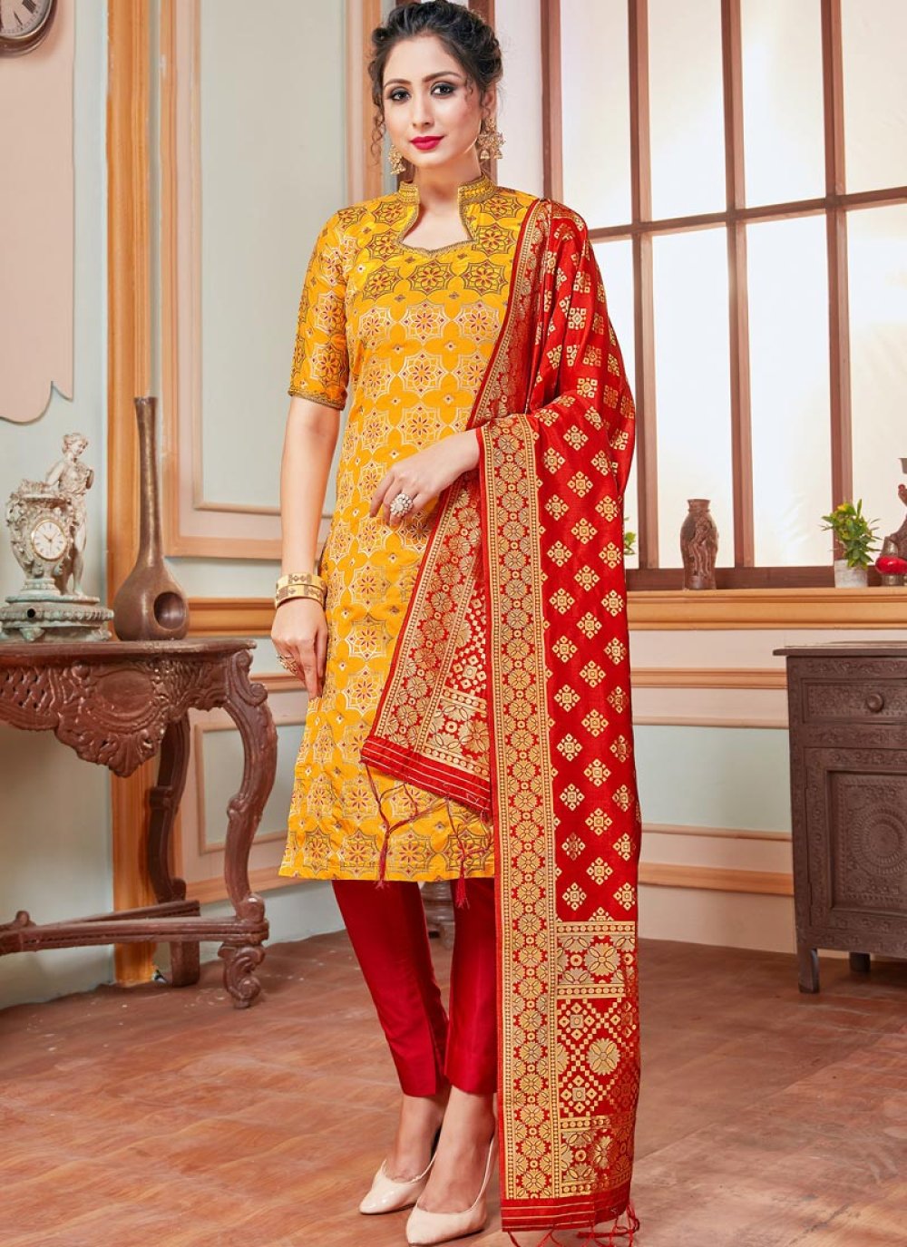 Toran Yellow Suit Set with Bandhej Dupatta – Gillori