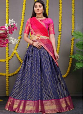 Art Silk Navy Blue and Rose Pink Trendy Designer Lehenga Choli
