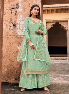 Art Silk Palazzo Style Pakistani Salwar Suit