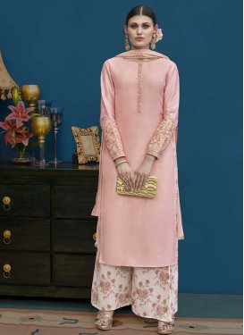 Art Silk Palazzo Style Pakistani Salwar Suit For Ceremonial