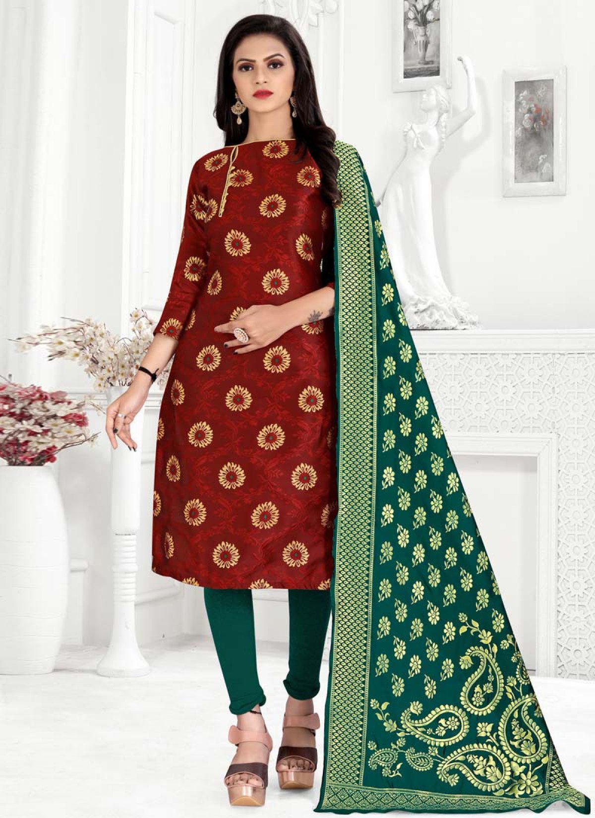 Buy Art Silk Trendy Churidar Salwar Suit For Casual Online