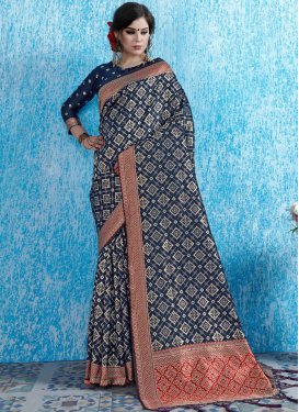 Art Silk Weaving Navy Blue Traditional Designer Saree