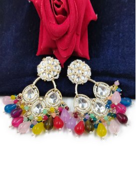 Artistic Beads Work Gold Rodium Polish Earrings