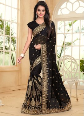 Artistic Booti Work Faux Georgette Contemporary Style Saree