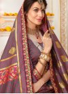 Astonishing Mauve Jacquard Silk Traditional Designer Saree - 1