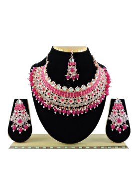 Attractive Alloy Beads Work Gold Rodium Polish Necklace Set