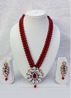 Attractive Alloy Beads Work Necklace Set For Festival