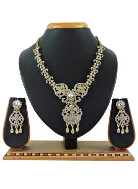Attractive Alloy Gold Rodium Polish Beads Work Necklace Set