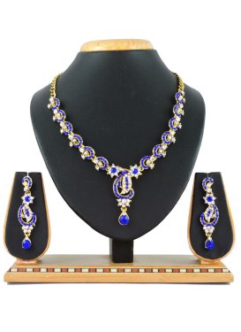 Attractive Blue and White Alloy Necklace Set For Festival