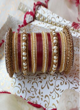 Attractive Gold and Maroon Kada Bangles For Party