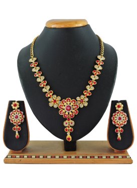 Attractive Stone Work Gold Rodium Polish Alloy Necklace Set For Festival