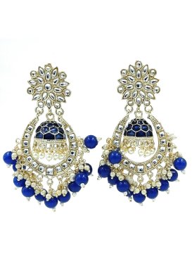 Awesome Alloy Blue and Off White Earrings For Festival