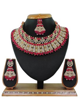 Awesome Alloy Stone Work Necklace Set For Bridal