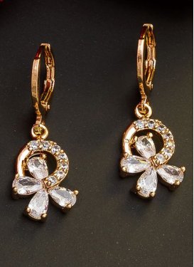 Awesome Gold and White Stone Work Earrings