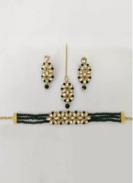 Awesome Gold Rodium Polish Beads Work Necklace Set
