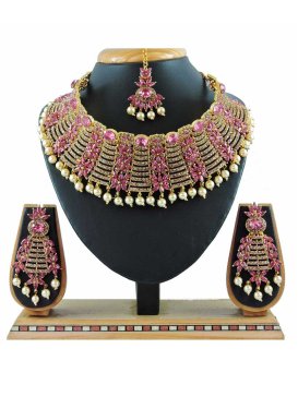 Awesome Gold Rodium Polish Beads Work Necklace Set