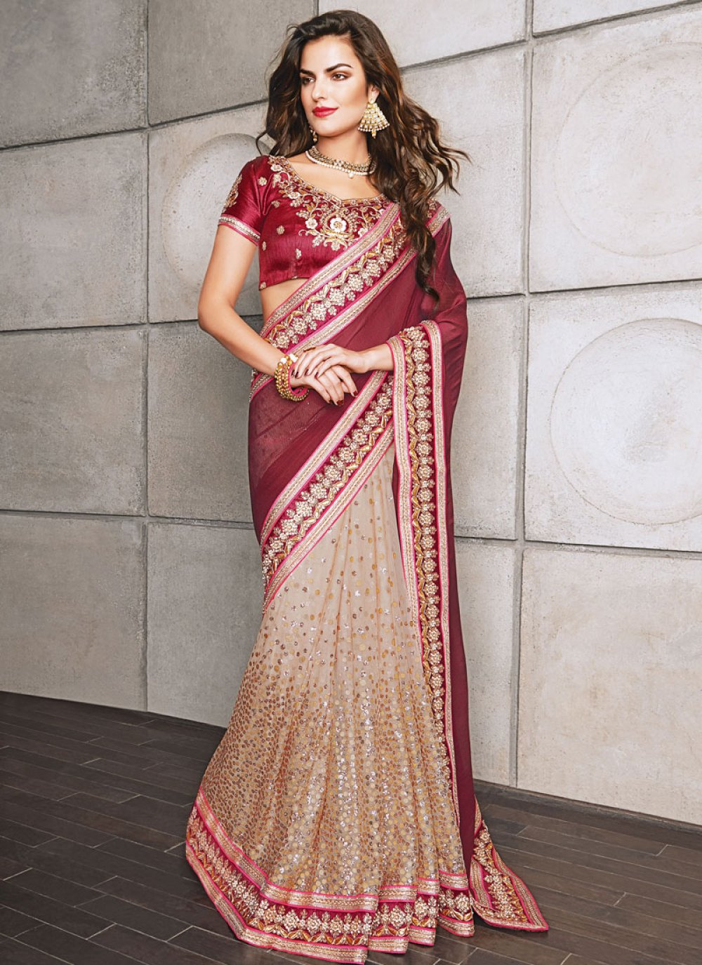 Traditional, Wedding Red and Maroon color Banarasi Silk, Silk fabric Saree  : 1825835