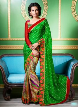 Awesome Multi And Lace Enhanced Half N Half Casual Saree